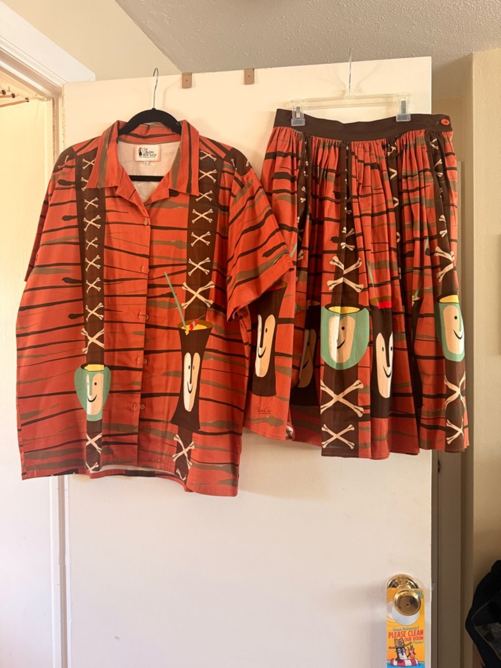 The Oblong Box Shop Rust Stripe Button Shirt - Bob Print